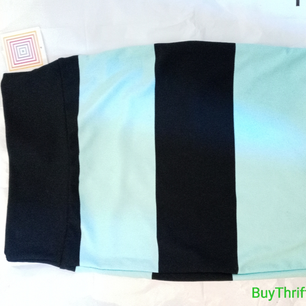 Lularoe thick striped skirt turquoise and black L